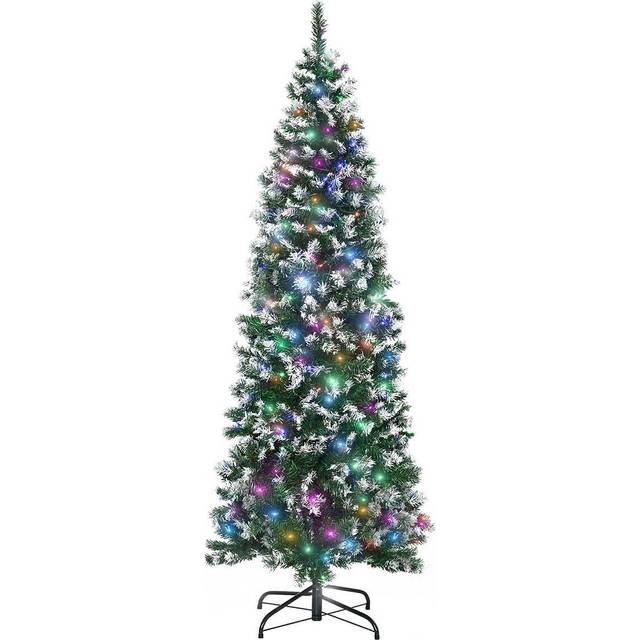 HOMCOM 6Ft Prelit Artificial Christmas Tree With 300 Colourful Led Light, Green