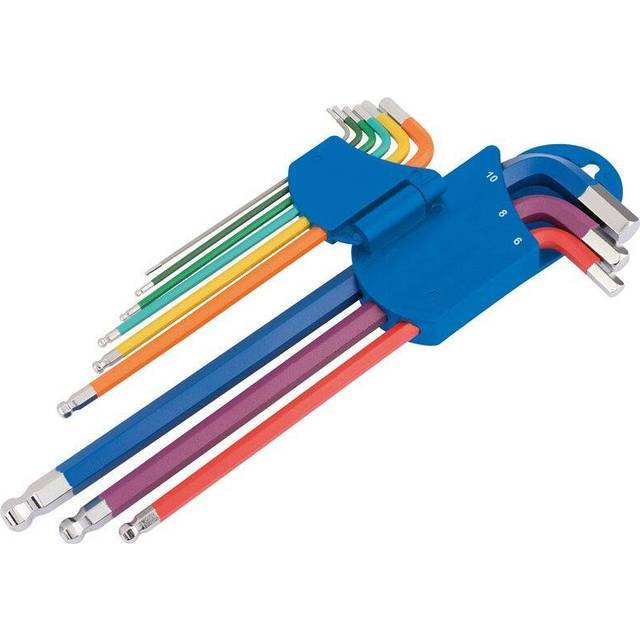 Metric Coloured Extra Long Hex. and Ball End Key Set (9 Piece)