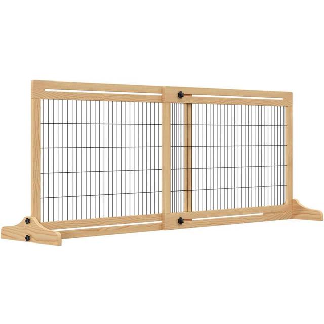 PawHut Adjustable Wooden Pet Gate Freestanding Dog Barrier for Doorway | TJ Hughes