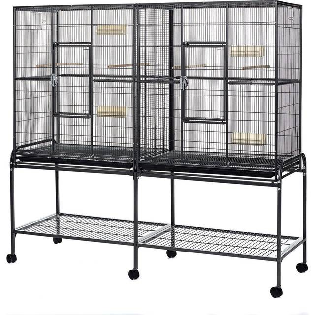 Little Friends Elegance Double Metal Large Flight Bird Cage, Grey
