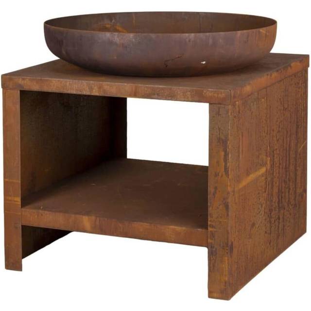 Esschert Design Eldfat med vedförvaring 62 cm rost
