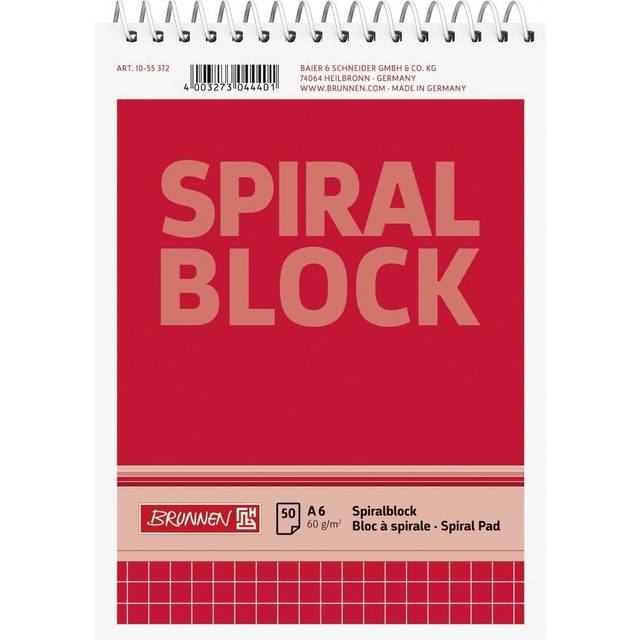 Baier & Schneider Brunnen 1055372 spiralblock/anteckningsblock (A6, rutig, 50 ark, 60 g/m²)