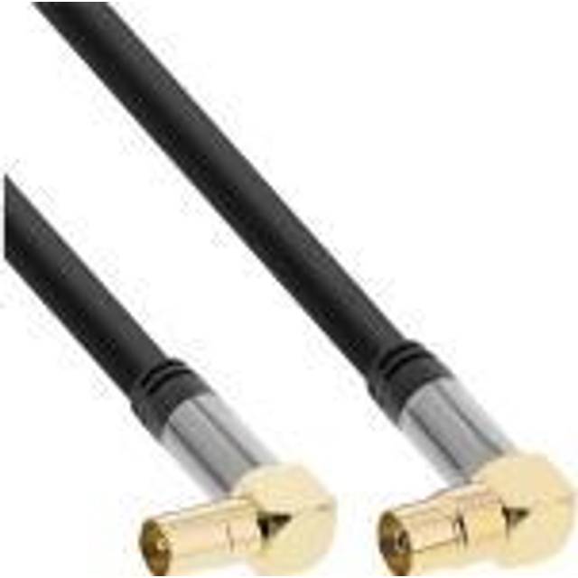 InLine 69202G Premium antennkabel vinklad, 4 x skärmad, >110 dB, svart, 2 m