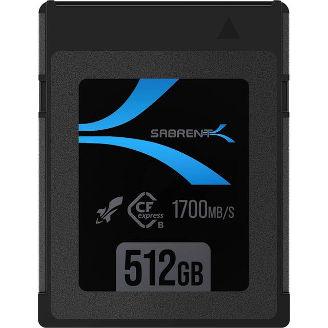 Sabret CFexpress typ B minneskort 512 GB, raket CFX, cf express med hög hastighet på R1700 MB/s W1500 MB/s kompatibel med DSLR-kameror för professionella fotografer, videografer (CF-XTBT-512)