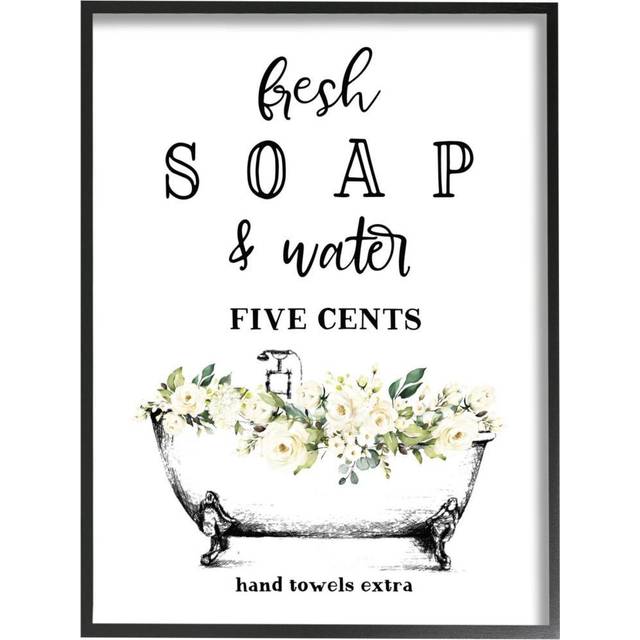 Stupell Industries Fresh Soap And Water Bath Tub Bathroom Design Framed Giclee Art Design By Artist Lettered and Lined