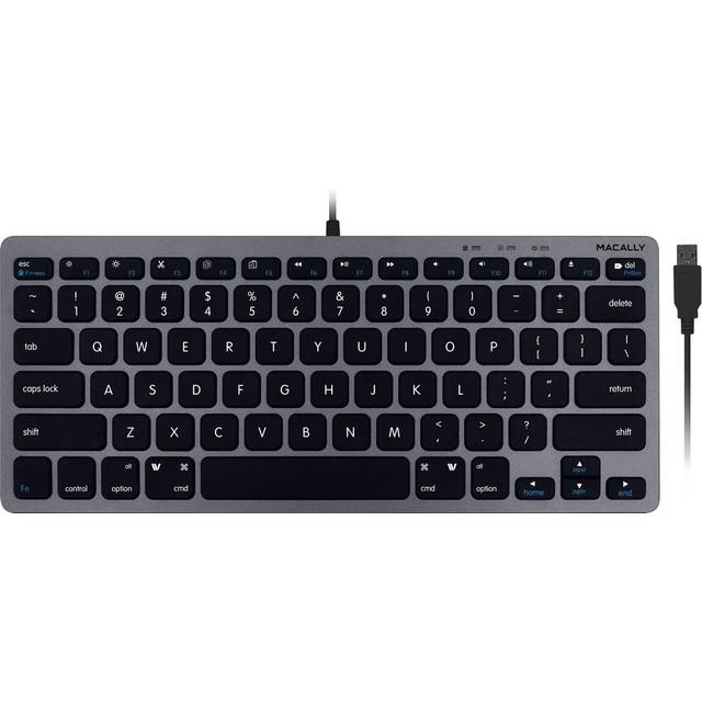 Macally Slim USB Wired Small Compact Mini Computer Keyboard for Apple Mac, iMac, MacBook Pro/Air, Mac Mini, Windows PC Desktops, Laptop (Space Gray)