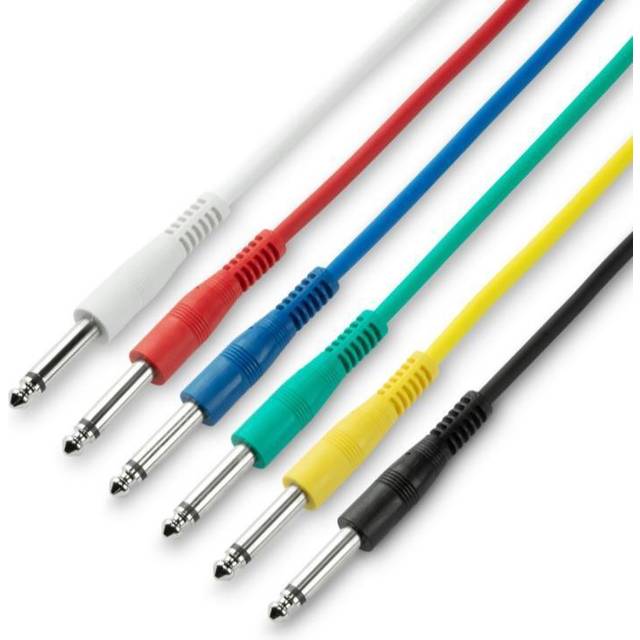Adam Hall 3 STAR Unbalanced Set of 6 1/4" Jack TS Patch Cables 60cm