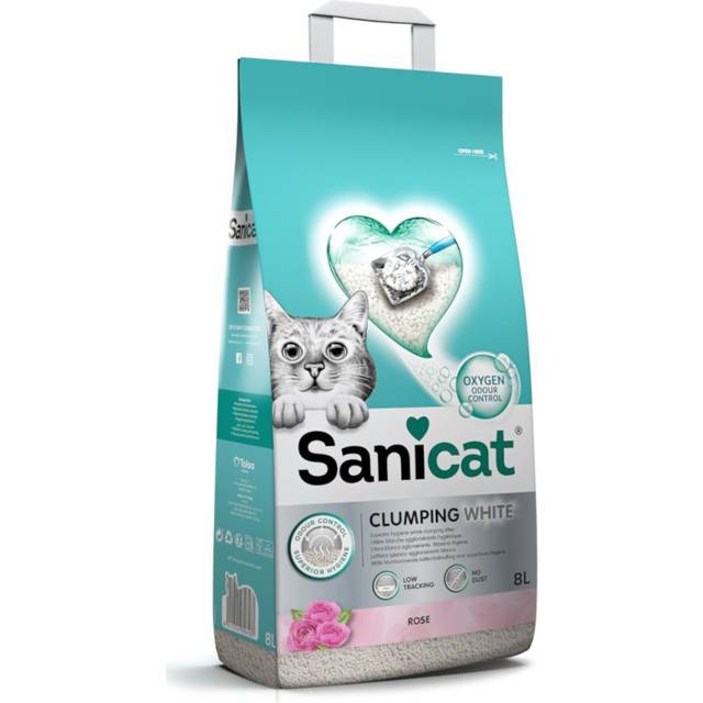 Sanicat Clumping White Rose Petal kattsand. Förpackning: 8 liter