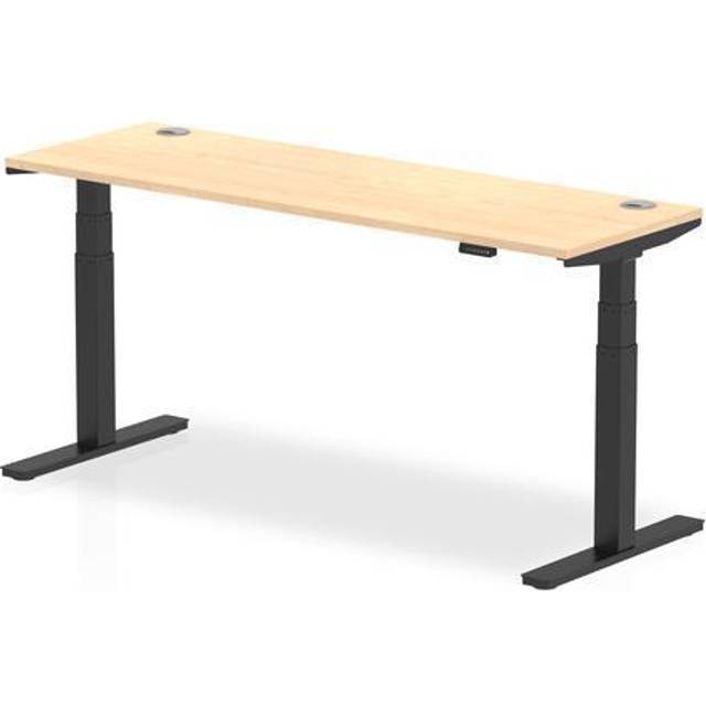 Air 1800x600mm Height Adjustable Desk Maple Top Cable Ports Black Leg