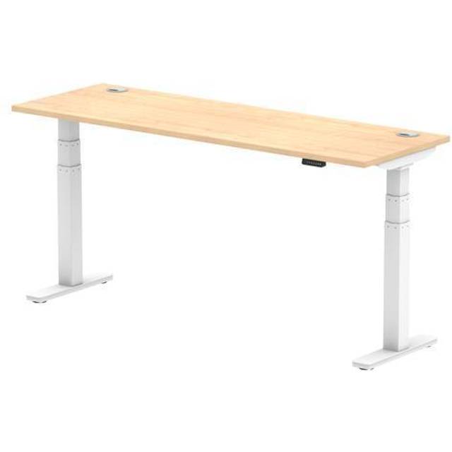 Air 1800x600mm Height Adjustable Desk Maple Top Cable Ports White Leg