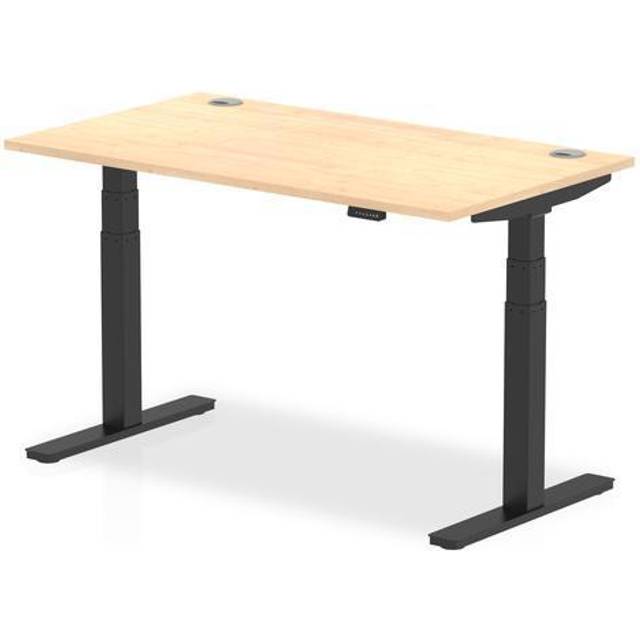 Air 1400x800mm Height Adjustable Desk Maple Top Cable Ports Black Leg