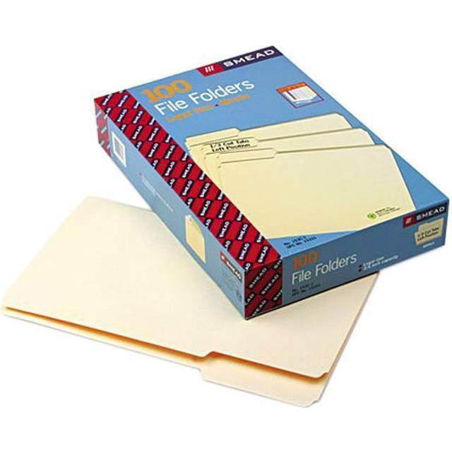 Smead File Folder  1/3-Cut Tab  Left Position  Legal Size  Manila  100 per Box (15331)