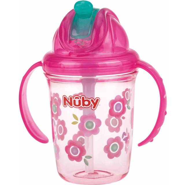 Nûby Twin Handle Tritan Flip-It Pink Flower 240 ml +12m