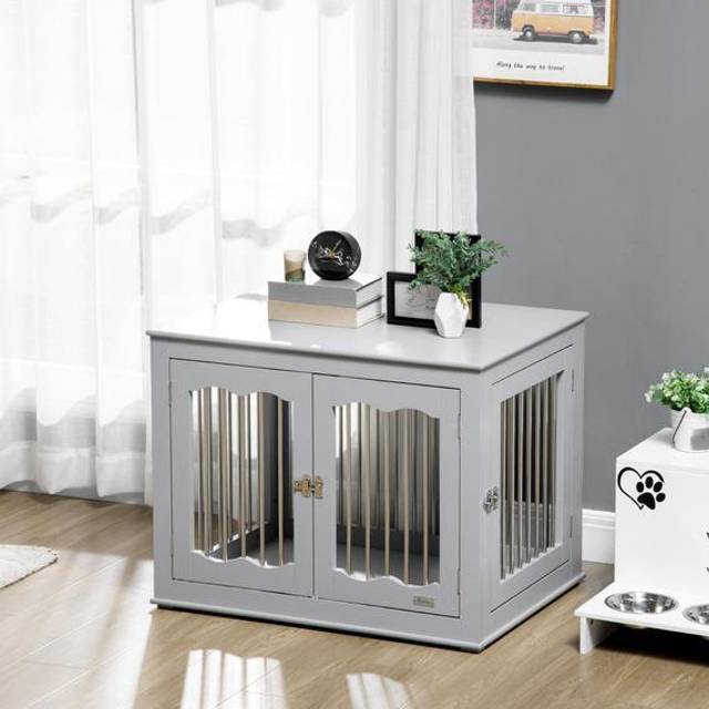 PawHut Dog Crate Furniture W/Three Doors, Locks and Latches, for Medium Dogs