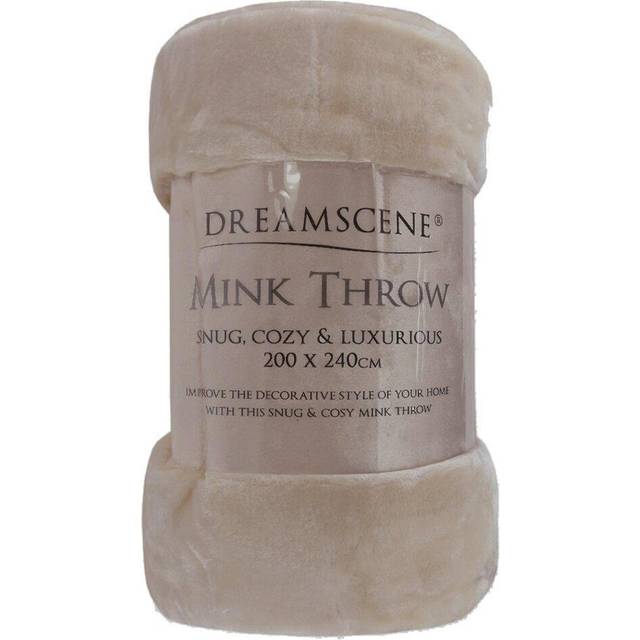 Dreamscene Mink Soft Faux Fur Throw Fleece Blanket - Mink / Large - 200 x 240cm - Yellow