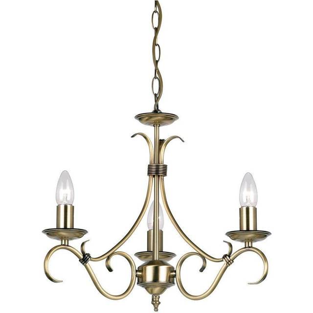 Endon 2030-3AN Bernice 3 Light Chandelier In Antique Brass