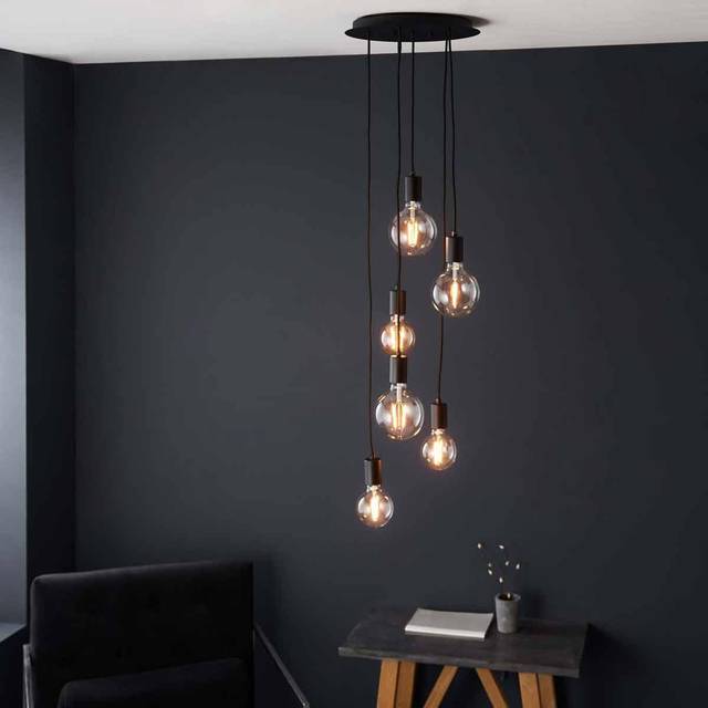 Ensora Lighting Collins 6 Light Ceiling Light Black, Black