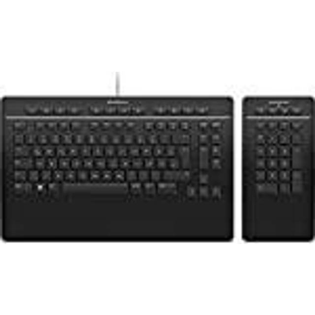 3Dconnexion Keyboard Pro med numpad (tangentbord, trådbundet separat nummerblock, tysk layout – QWERTZ), mattsvart