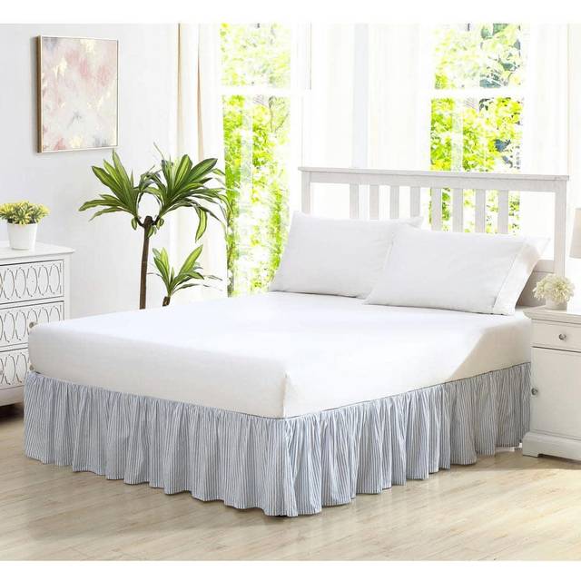 Laura Ashley Home - Cotton Ruffled Bedskirt  Lightweight Home Decor with Classic Style (Blue  King)