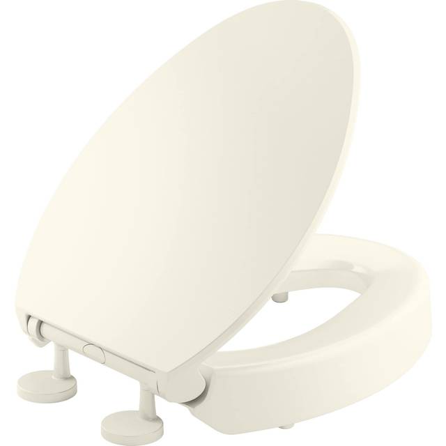 Hyten Elevated Quiet-Close Elongated Toilet Seat, Biscuit