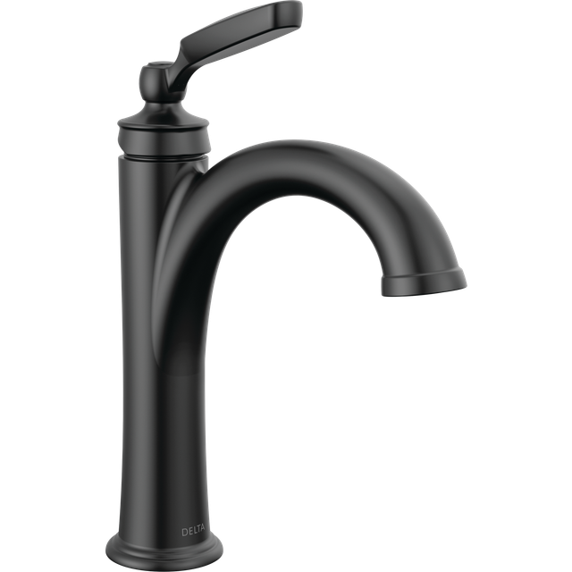 Delta Faucet Woodhurst Single Hole Bathroom Faucet  Single Handle Bathroom Sink Faucet Black  Diamond Seal Technology  Drain Ass
