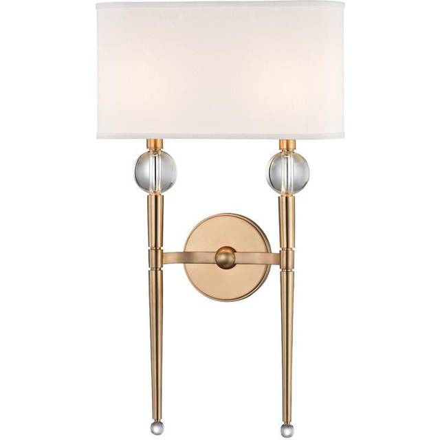 Rockland 2 Light Wall Sconce Brass, Faux Silk