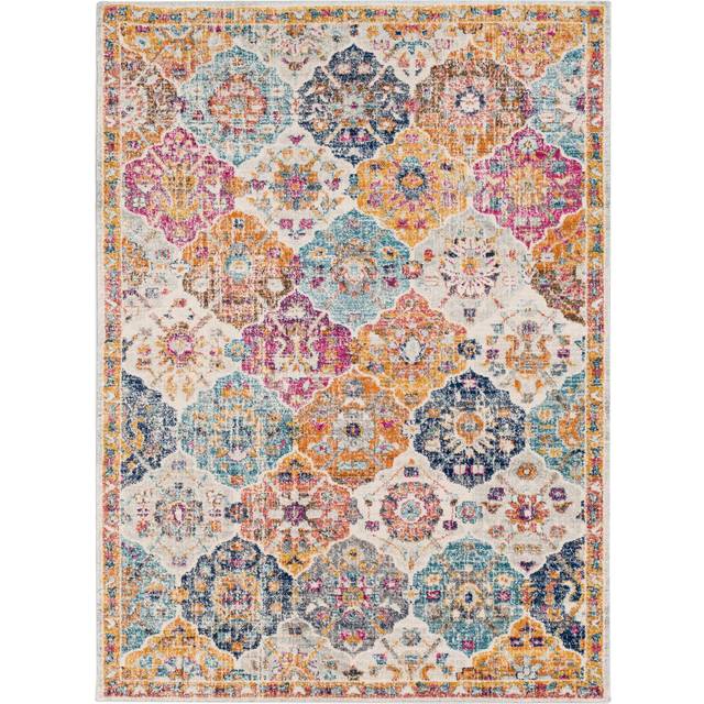 INES Vintage Traditional Oriental Boho Area Rug - Yellow - 120cm x 170cm