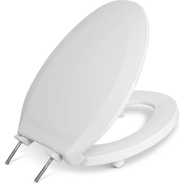 Centoco 2 inch Raised Toilet Seat for Seniors  Elongated  Closed Front with Cover  Plastic  Made in the USA  HL800STS-001  White