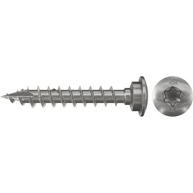 Fischer 660704, Skrue, Rustfrit stål, Træ, Rund, Fuld tråd, Rundt hoved