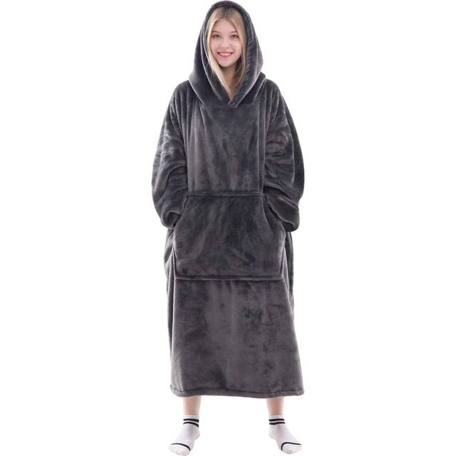 Waitu Wearable Blanket Sweatshirt Gifts for Women and Men  Warm and Cozy Giant Blanket Hoodie  Thick Flannel Blanket with Sleeves and Giant Pocket - D