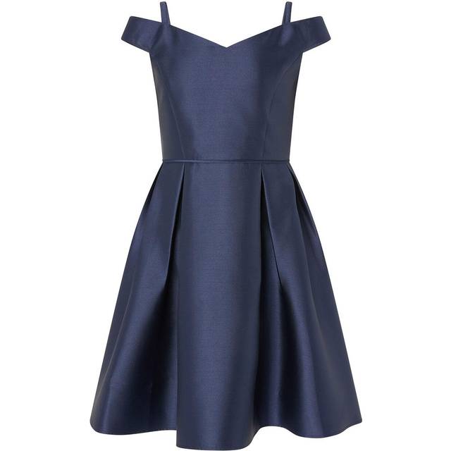 Duchess Twill Bardot Prom Dress - Blue - 3-6 m