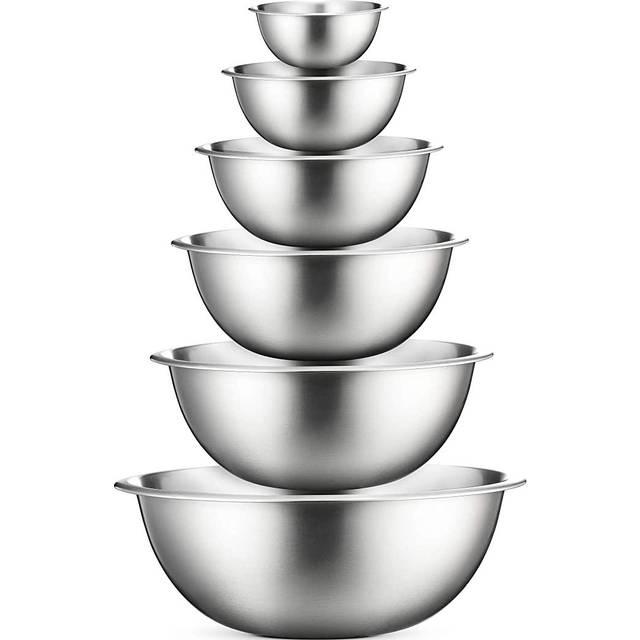 Mixing Bowls Set - 6-Piece, Easy-Grip, Stainless Steel Mixing Bowls for Baking, Cooking, Salad & Food Prep - Large, Medium and Small Metal Nesting