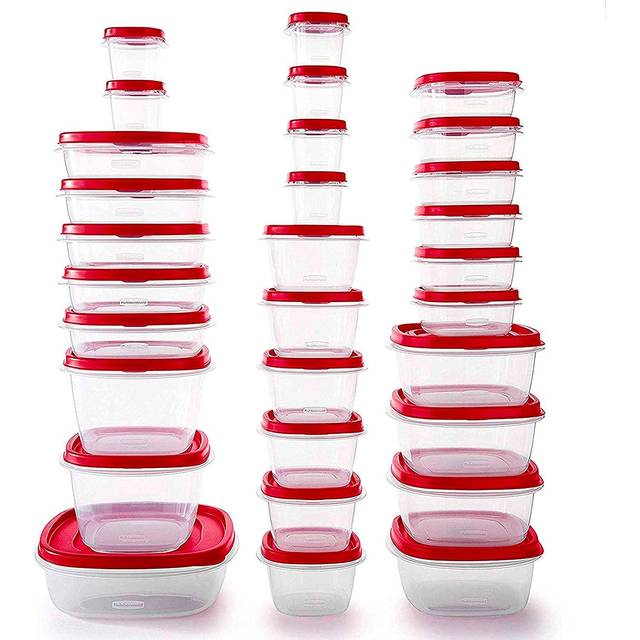 Rubbermaid Easy Find Vented Lids Food Storage Containers, Set of 30 (60 Pieces Total), Racer Red
