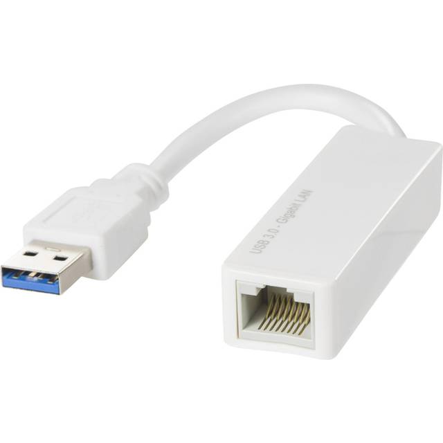 Deltaco Adapter USB-A 3.0 till Nätverksadapter - Vit