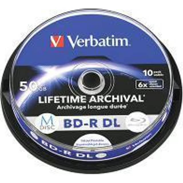 Verbatim MDISC Blu-ray BD-R 50 GB 6x Printable Spindle Tub of 10 Discs (43847)