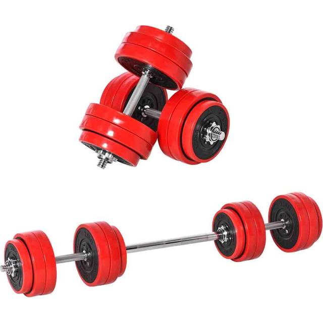 30KGS Two-In-One Dumbbell & Barbell Adjustable Set Strength Muscle Exercise Fitness Plate Bar Clamp Rod Home Gym Sports Area Ergonomic in - HOMCOM |