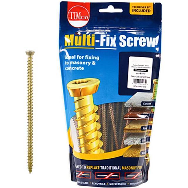 Timco Yellow Flat Countersunk Multi-Fix Concrete Screws - 7.5 x 70mm ( 75 Pack )