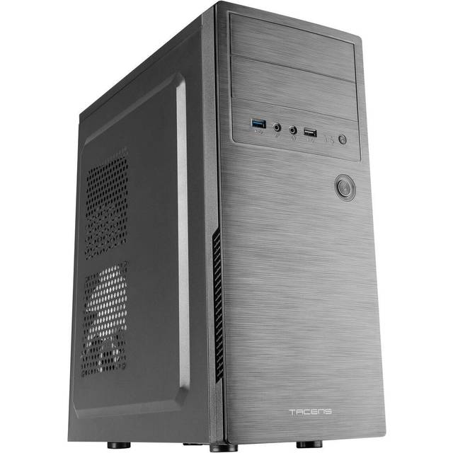 Tacens INITIOX, ATX-Datorlåda, 12 cm Sidofläkt, Front i Borstad Aluminium, Midtower, Internt Kabelhanteringssystem, USB 3.0, Svart