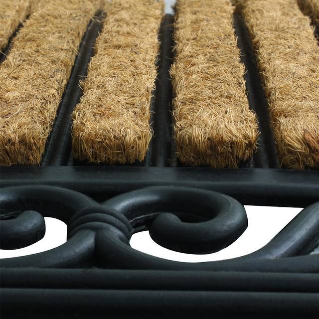 JVL - Karina Heavy Duty Rubber Coir Doormat, 45x75cm, Fabric, Brown