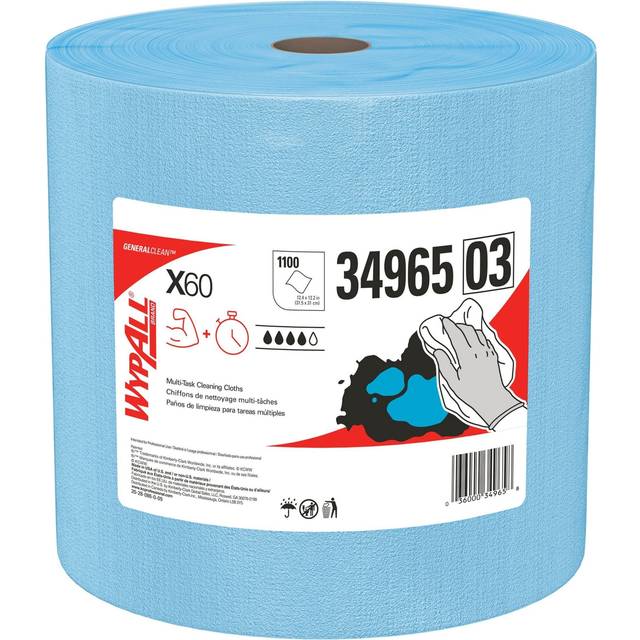 WypAll General Clean X60 Multi-Task Cleaning Cloths (34965)  Jumbo Roll  Blue  1 100 Sheets / Roll  1 Roll / Case