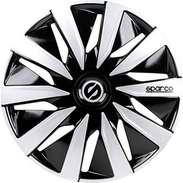 Sparco SPC1491BKSV zestaw koÅ‚paków ozdobnych Lazio 14 cali, czarny/srebrny