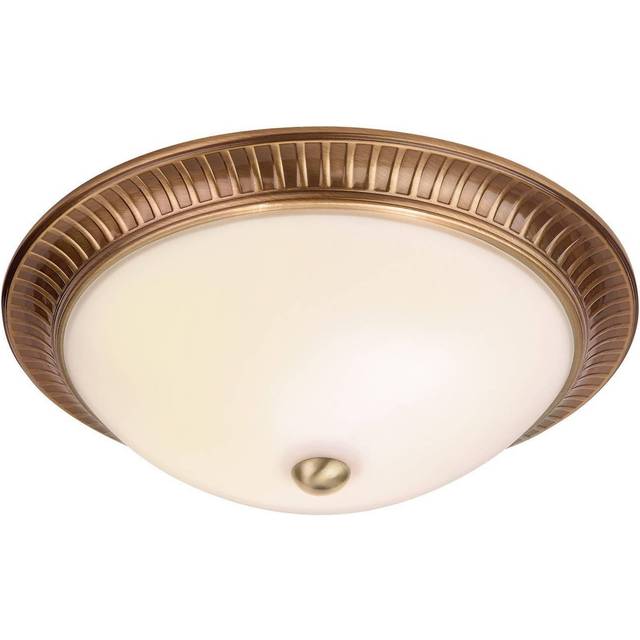 Brahm 2 Light Flush Ceiling Light - Antique Brass