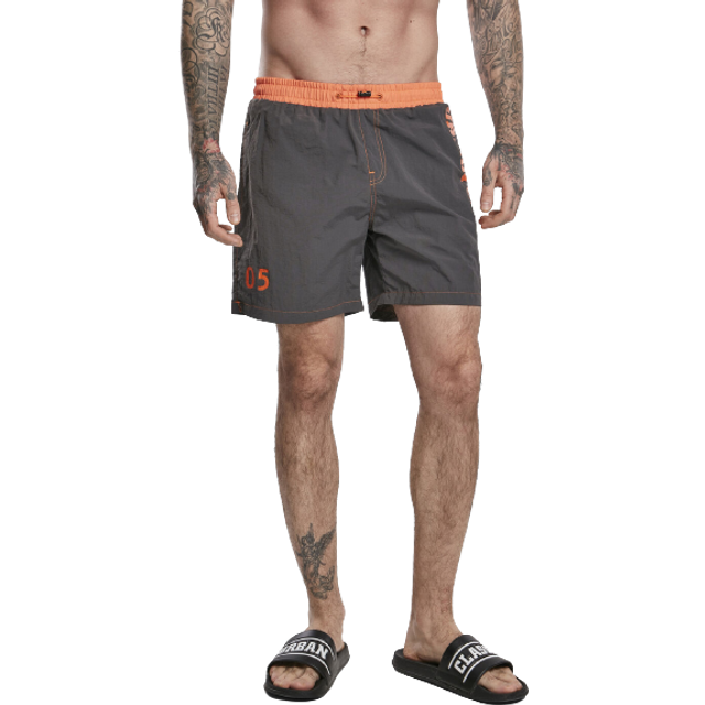 Urban Classics UC-logotyp badshorts för män, badbyxor, finns i många olika färger, storlekar S till 6XL, svart, S