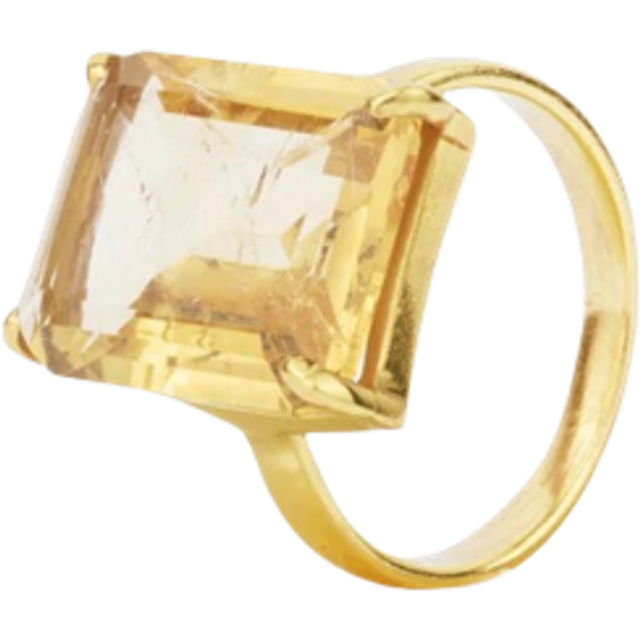 House of Vincent Candy Rock Yellow Citrine Ring 18 kt. Guldpläterad Silver VJ080-LRG-CI-52 - Dam - 925 Sterling Silver - Gold (52)