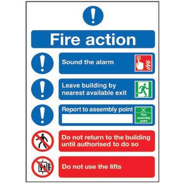 Safety Sign Fire Action Symbols A4 PVC