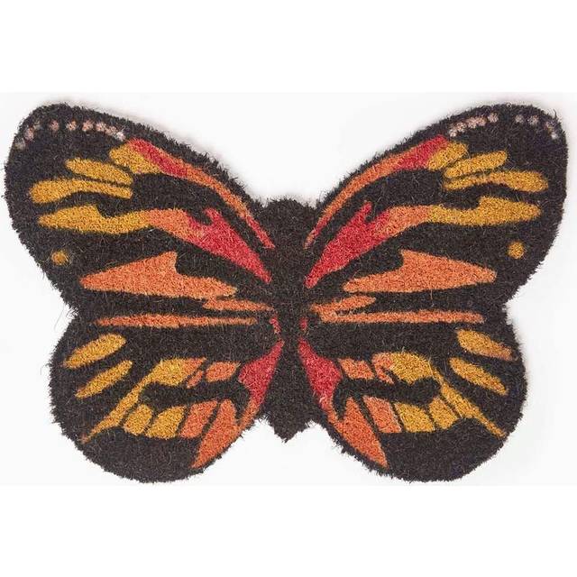 Homescapes Decorative Orange Butterfly Non-Slip Coir Door Mat