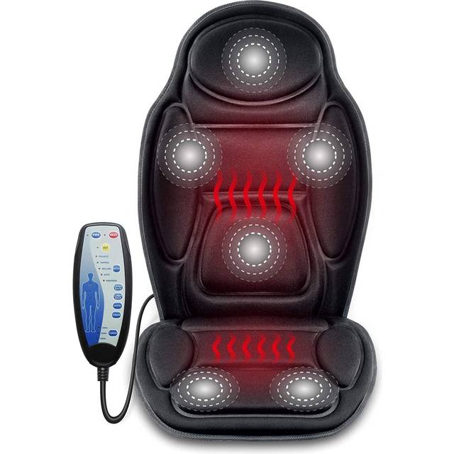 Snailax Massage Seat Cushion  Back Massager with Heat  6 Vibration Massage Nodes  2 Heat Levels  Massage Chair Pad for Home Of