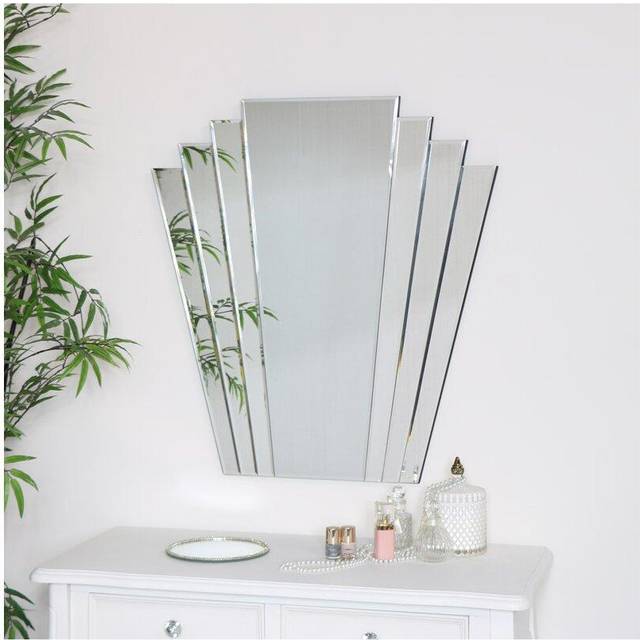 Large Art Deco Fan Frameless Wall Mirror Material: Mirrors