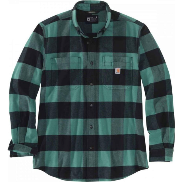 Carhartt Rugged Flex Relaxed Fit Midweight Flannel long Sleeves Plaid Shirt - Slate Green