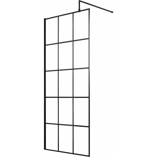 Hudson Reed 800mm Framed Wetroom Screen - Matt Black